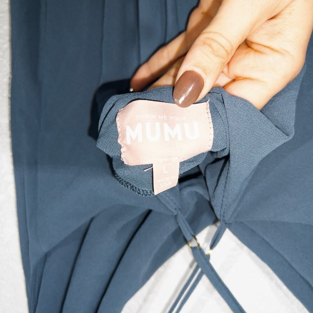 Show Me Your MuMu Slate Blue Slip Midi Dress - Picture 7 of 10